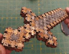 Minecraft Sword 3d Puzzle 3mm Plywood Piece Size 12x12mm For Laser Cut Free DXF File