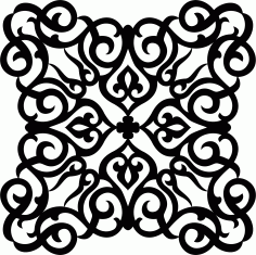 Damask Screen Floral Pattern For Laser Cut Free AI File