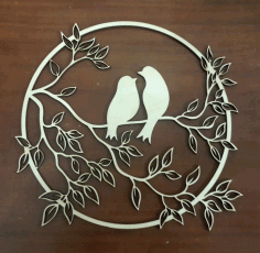 Birds On Branch Decor For Laser Cut Free DXF File