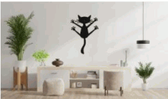 Cat On The Wall Decor Free DXF File