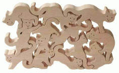 Cats Puzzle For Laser Cut Free DXF File