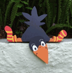 Curious Crow Fence Peekers Yard Garden Decor For Laser Cut Free DXF File