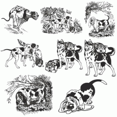 Dogs Collection For Laser Cut Free AI File