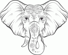 Elephant Lotus Vector For Laser Cut Free AI File