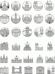 Europe City Outlined Free CDR Vectors Art