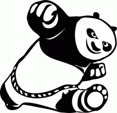 Laser Cut Car Stickers Cute Kung Fu Panda Free DXF File