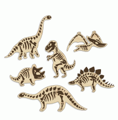 Laser Cut Dinosaur Magnets Free DXF File