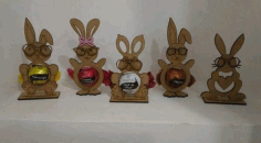 Laser Cut Easter Egg Holder Stand Rabbit Free DXF File