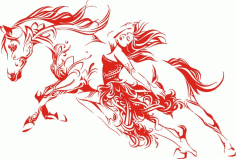 Girls With Horses For Engraving Drawing Free PDF File