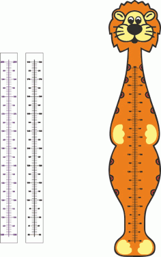 Laser Cut Children Cartoon Animal Lion Kids Growth Chart Height Measure Ruler Free PDF File