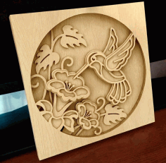 Laser Cut Hummingbird Layered Wood Art Free PDF File