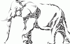 Laser Cut Animal Elephant Line Art Free DXF File