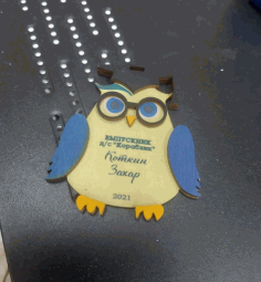 Laser Cut Wooden Owl Awards Owl Child Medal Free DXF File