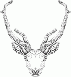 Laser Cut Animal Buck Line Art Free AI File