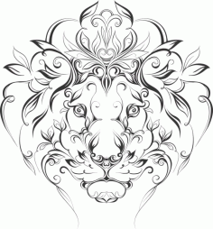Laser Cut Animal Lion Line Art Free AI File