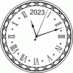 Laser Cut Decorative Clock Roman 2023 Free DXF File