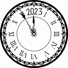 Laser Cut Decorative Clock Roman Design 2023 Free DXF File
