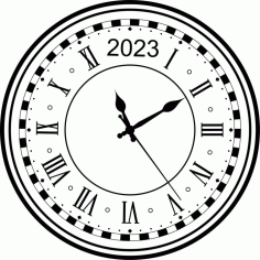 Laser Cut Decorative Clock Roman Pattern 2023 Free DXF File