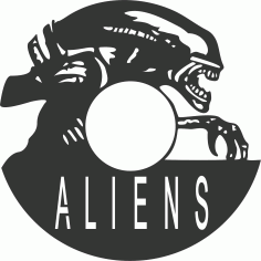 Laser Cut Vinyl Record Aliens Clock Free DXF File
