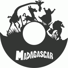 Laser Cut Wall Clock Madagascar Free DXF File