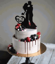 Laser Cut Romantic Wedding Cake Topper Free DXF File