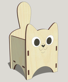 Cute Cat Wooden Hair Band Accessories Box 3mm For Laser Cut Free DXF File