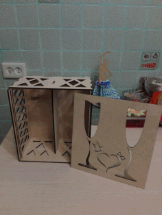 Gift Box For Two Glasses For A Wedding For Laser Cut Free DXF File