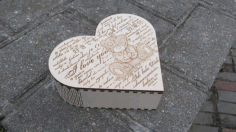 Laser Cut Heart Gift Box With Hinge Free DXF File