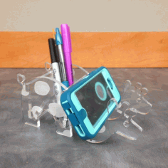 Laser Cut Acrylic Giraffe Phone Stand Pen Holder 6mm Free CDR Vectors Art