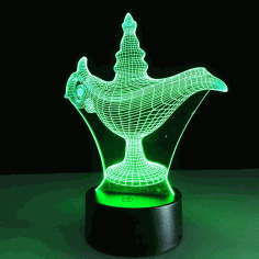 Laser Cut Aladdin 3d Illusion Lamp Free CDR Vectors Art