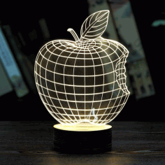 Laser Cut Apple 3d Night Lamp Free CDR Vectors Art