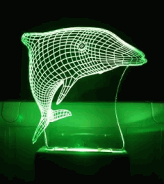 Laser Cut Dolphin 3d Illusion Lamp Free CDR Vectors Art