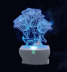 Laser Cut Roses 3d Led Night Light Free CDR Vectors Art
