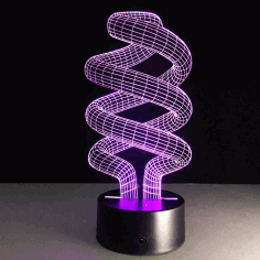 Laser Cut Spiral Shape 3d Illusion Lamp Free CDR Vectors Art