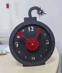 Laser Cut Bomb Table Clock Free CDR Vectors Art
