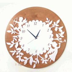 Laser Cut Cupid Wall Clock Flowers Angels Wall Decor Free CDR Vectors Art