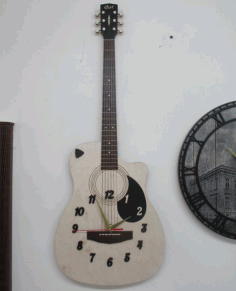 Laser Cut Guitar Wall Clock Free CDR Vectors Art