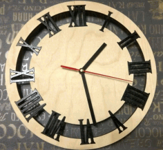 Laser Cut Large Roman Numeral Wall Clock Free CDR Vectors Art