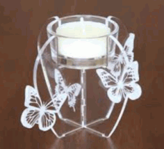 Laser Cut Butterfly Candle Holder Free CDR Vectors Art