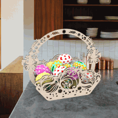 Laser Cut Easter Egg Basket Template Free CDR Vectors Art