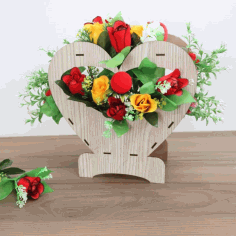 Laser Cut Wooden Flower Basket 3mm Free CDR Vectors Art