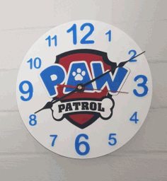 Laser Cut Paw Patrol Wall Clock Free CDR Vectors Art
