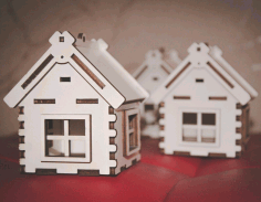 Laser Cut Miniature Toy Model House Free CDR Vectors Art