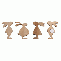 Laser Cut Wooden Easter Rabbit Standing Bunny Wood Craft Ornaments Free CDR Vectors Art