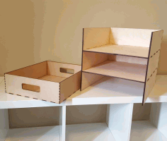 Laser Cut Ikea Kallax Shelf With 3 Storage Bins Free CDR Vectors Art
