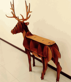 Laser Cut Wooden Deer Stand Table Display Shelf Free CDR Vectors Art