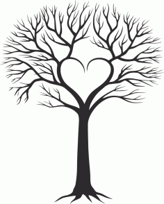 Laser Cut Family Tree With Heart Free CDR Vectors Art