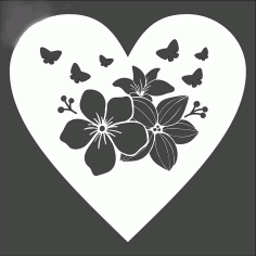 Heart With Flowers Wall Decor For Laser Cut Free CDR Vectors Art