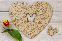 Love Heart Shape Puzzle For Laser Cut Free CDR Vectors Art