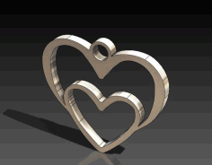 Heart In Heart Pendant For Laser Cut Free DXF File